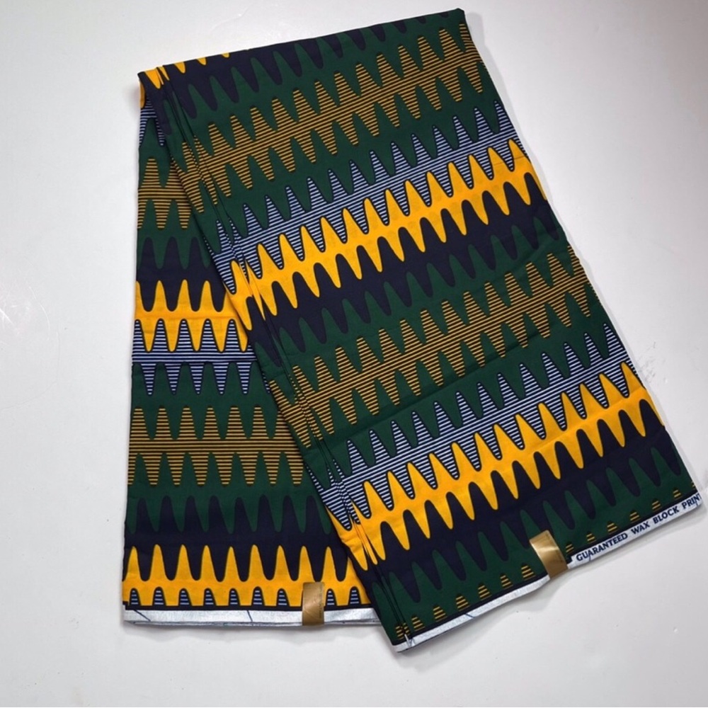 Vibrant Green Multicolor Patterned Cotton Fabric